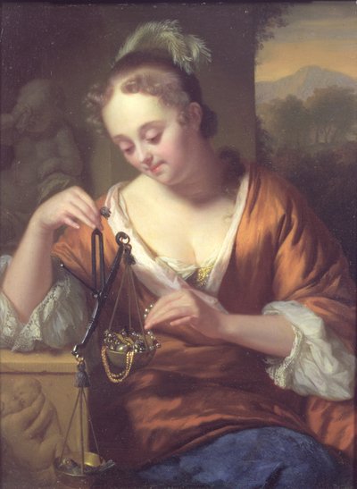 美徳と富の寓意、1667年頃（銅に油彩） 作： Godfried Schalcken